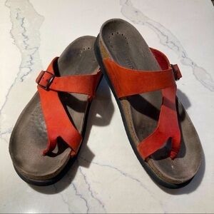 MEPHISTO SZ 40 Helen Leather Toe Wrap  Buckle Comfort Sandals